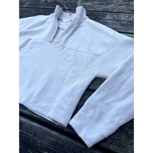 LUNYA Cozy Cotton Silk 1/4 Zip Pullover Calm Tan Sweater XS Boxy Fit - Picture 4 of 8